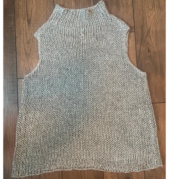 Eileen Fisher Open Knit 100% Linen Sweater Mock Neck Sleeveless Tunic Top 3X - Picture 2 of 10